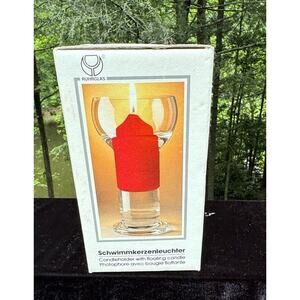 Saint Gobain Crystal Floating Candle Holder 6.5" Vtg Made in Germany MIB -C4
